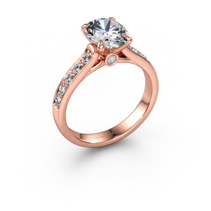 Immagine di Anello di fidanzamento Valorie ovl 2 585 oro rosa Diamante lab grown 2.14 crt