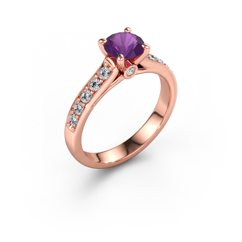 Immagine di Anello di fidanzamento Valorie RND 2 585 oro rosa Ametista 6.5 mm