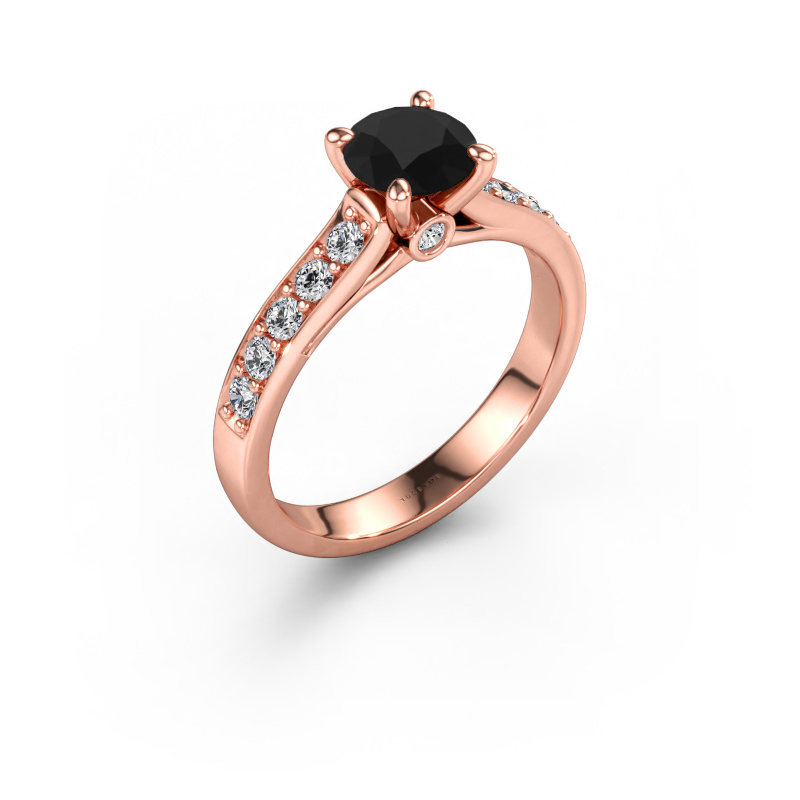 Immagine di Anello di fidanzamento Valorie RND 2 585 oro rosa Diamante nero 1.69 crt
