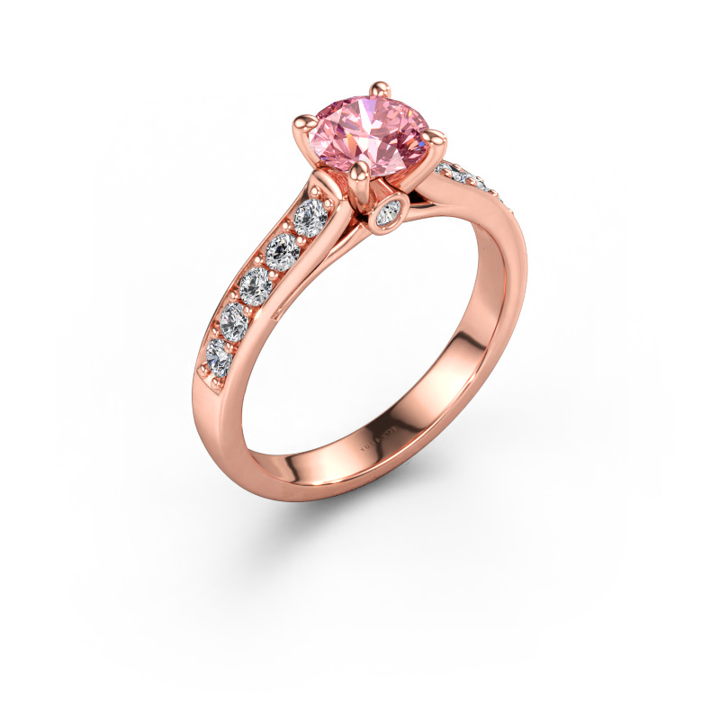 Image of Engagement ring Valorie RND 2 585 rose gold Pink lab grown diamond 6.5 mm