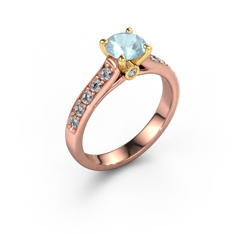 Bild von Verlobungsring Valorie RND 2 585 Roségold Aquamarin 6.5 mm