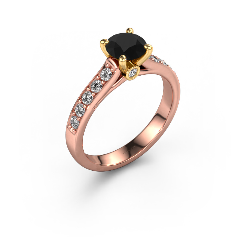 Image of Engagement ring Valorie RND 2 585 rose gold Black diamond 1.69 crt