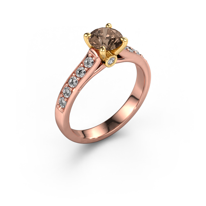 Image of Engagement ring Valorie RND 2 585 rose gold Brown diamond 1.39 crt
