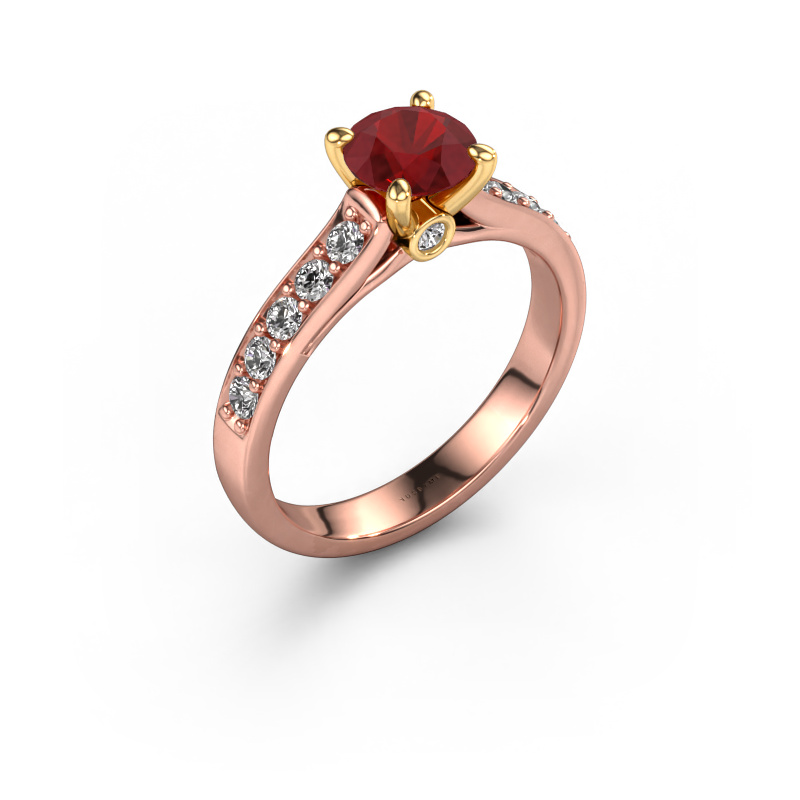 Image of Engagement ring Valorie RND 2 585 rose gold Ruby 6.5 mm