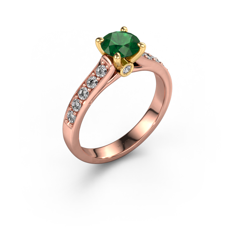 Image of Engagement ring Valorie RND 2 585 rose gold Emerald 6.5 mm
