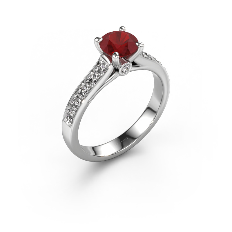 Image of Engagement ring Valorie RND 2 950 platinum Ruby 6.5 mm