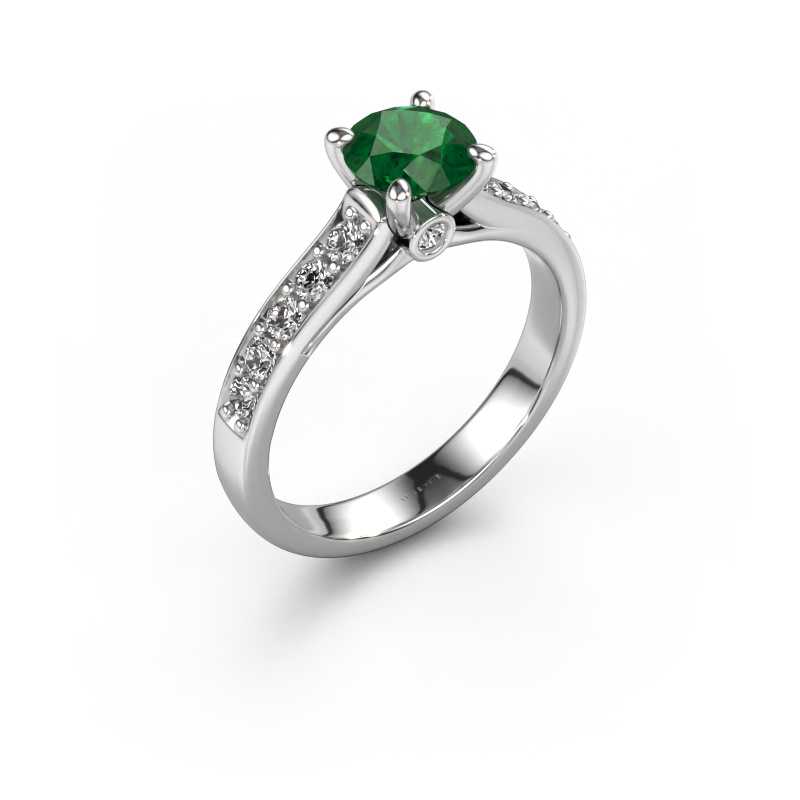 Image of Engagement ring Valorie RND 2 950 platinum Emerald 6.5 mm