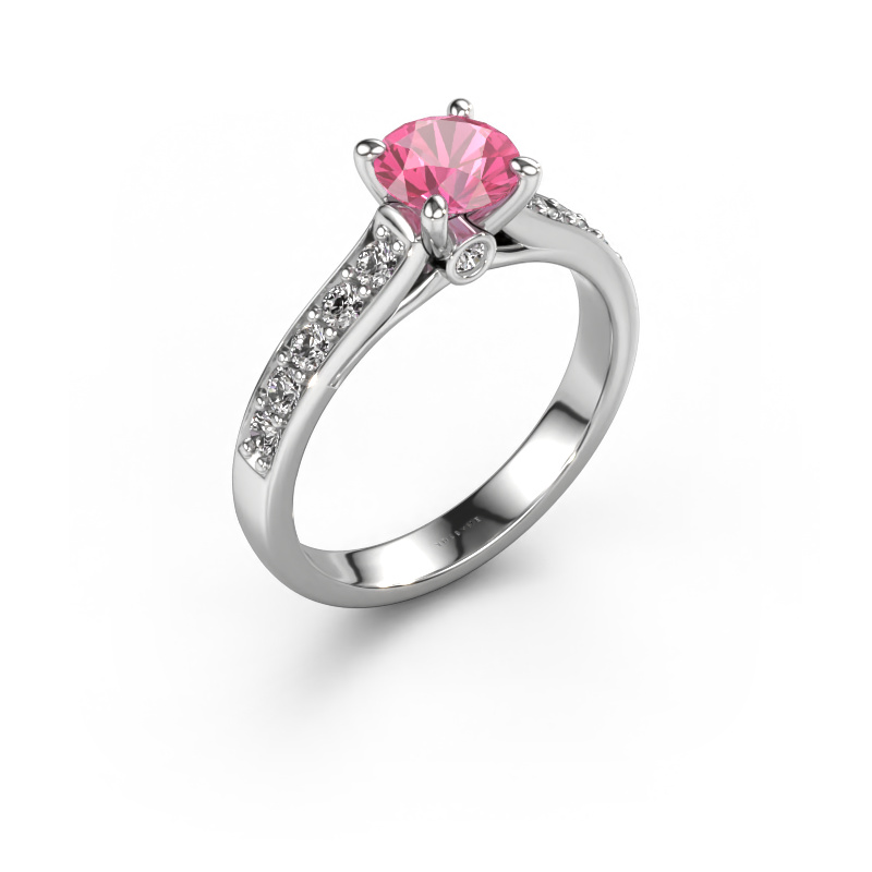 Image of Engagement ring Valorie RND 2 950 platinum Pink sapphire 6.5 mm