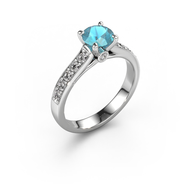 Image de Bague de fiançailles Valorie RND 2 950 platine Topaze bleue 6.5 mm