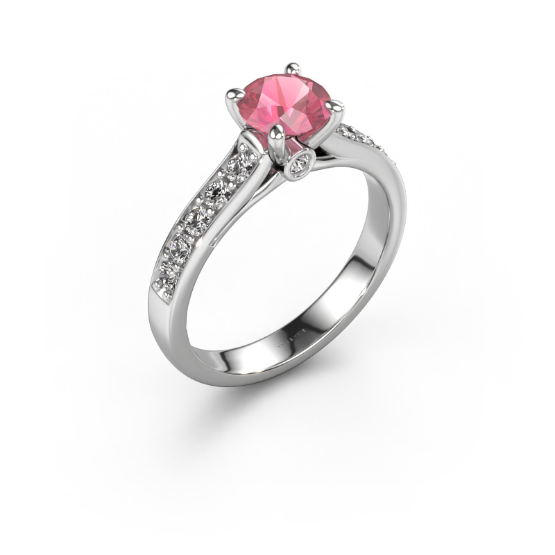Image of Engagement ring Valorie RND 2 950 platinum Tourmaline pink 6.5 mm