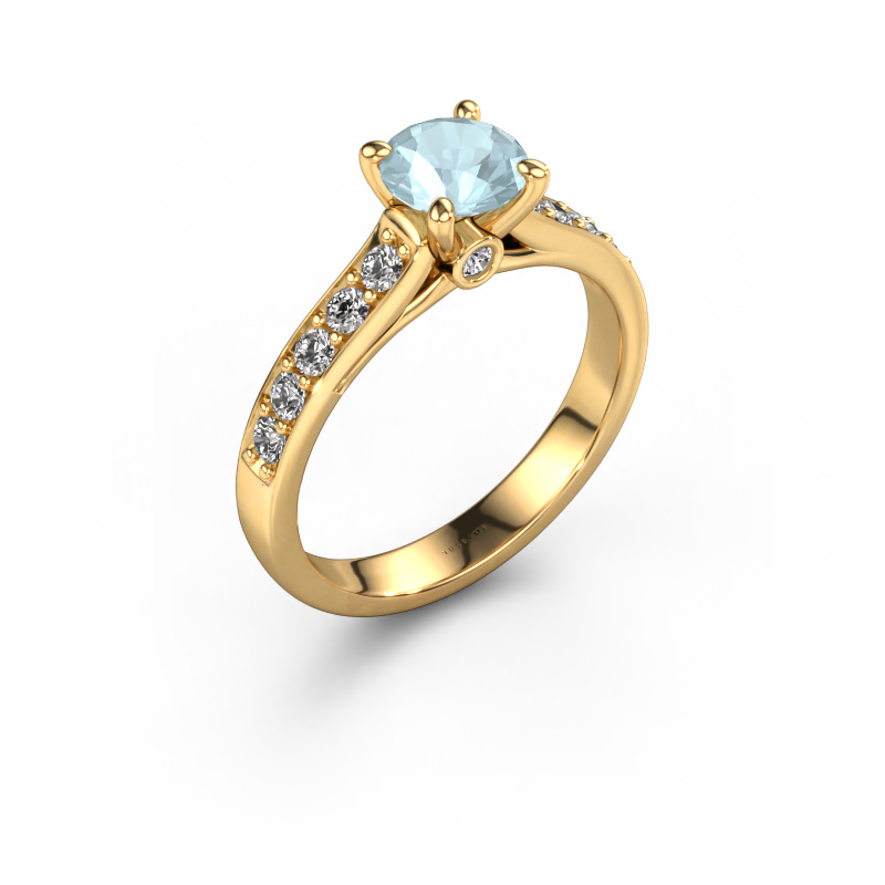 Image of Engagement ring Valorie RND 2 585 gold Aquamarine 6.5 mm