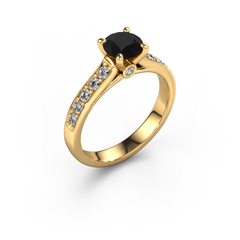 Image de Bague de fiançailles Valorie RND 2 585 or jaune Diamant noir 1.69 crt