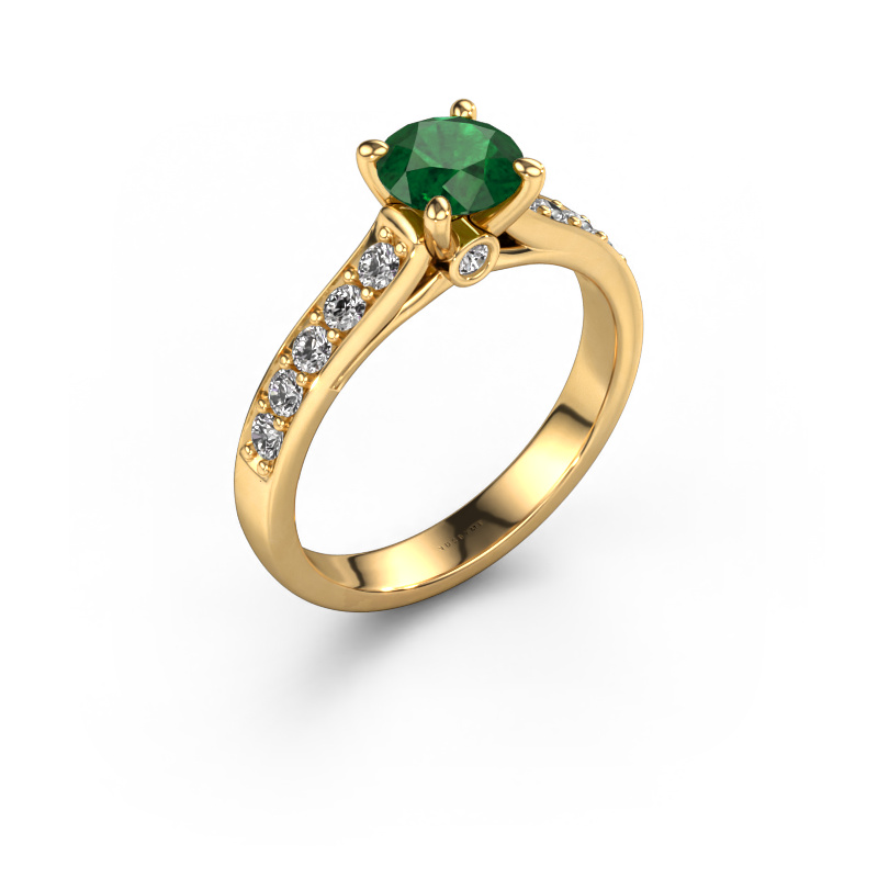 Image of Engagement ring Valorie RND 2 585 gold Emerald 6.5 mm