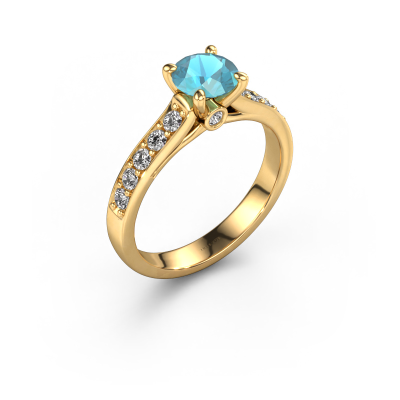 Bild von Verlobungsring Valorie RND 2 585 Gold Blau Topas 6.5 mm