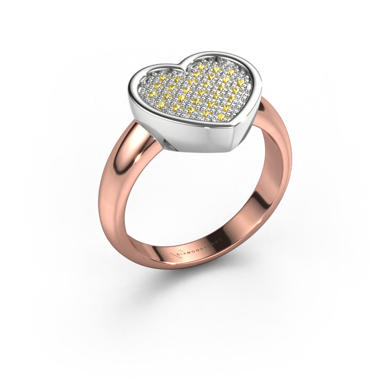 Image of Ring Veerle 585 rose gold Yellow sapphire 1 mm