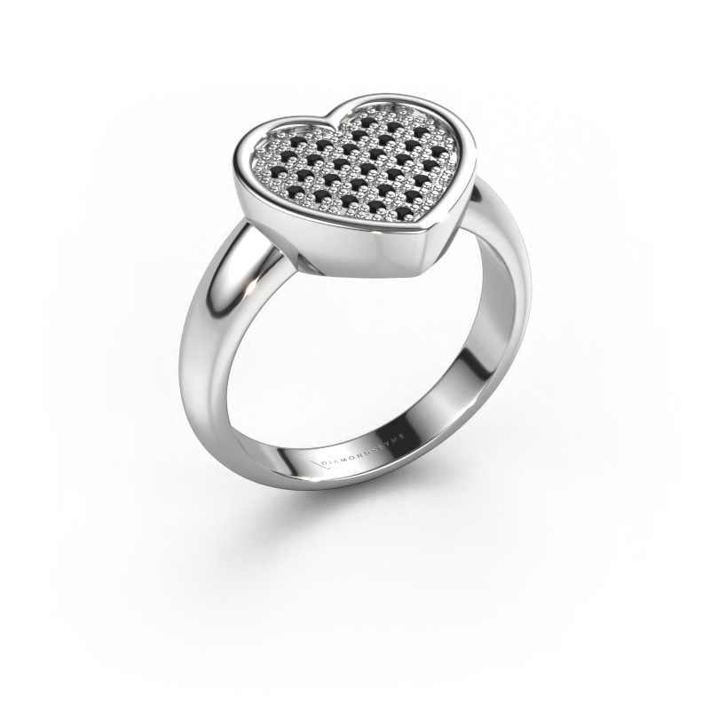 Image of Ring Veerle 585 white gold Black diamond 0.18 crt