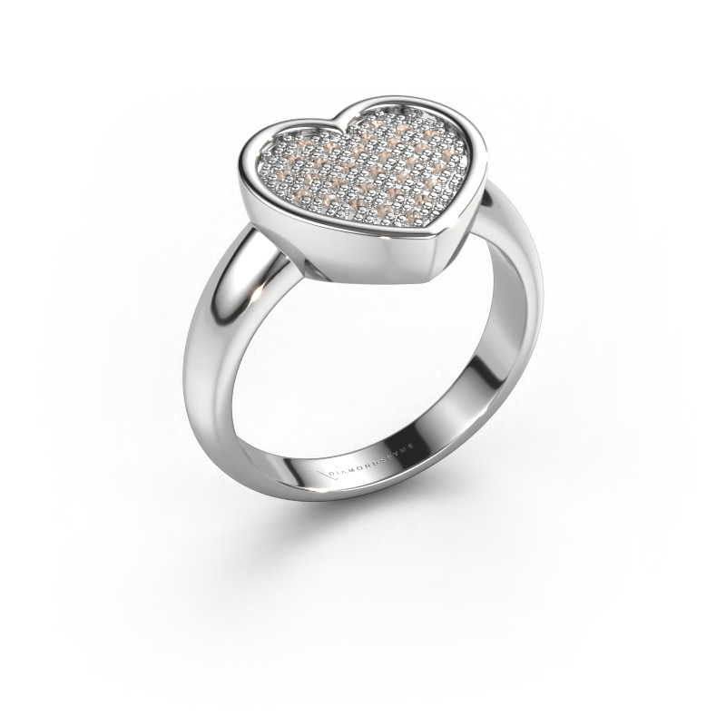 Afbeelding van Ring Veerle 585 witgoud Bruine diamant 0.15 crt