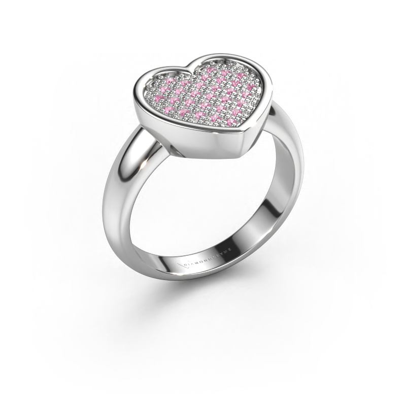 Image of Ring Veerle 585 white gold Pink sapphire 1 mm