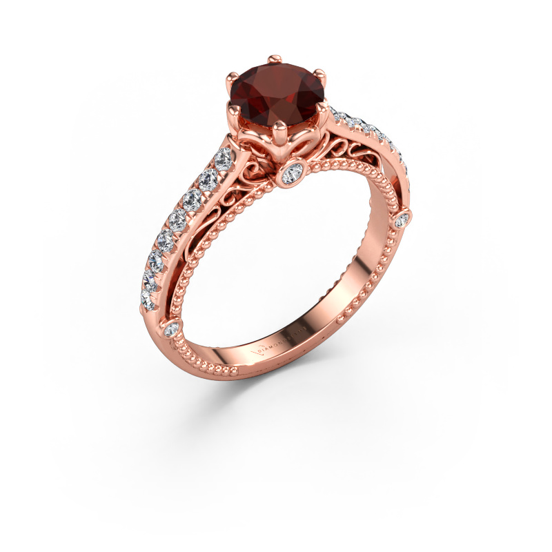 Bild av Förlovningsring Venita 585 roséguld Granat 6.5 mm