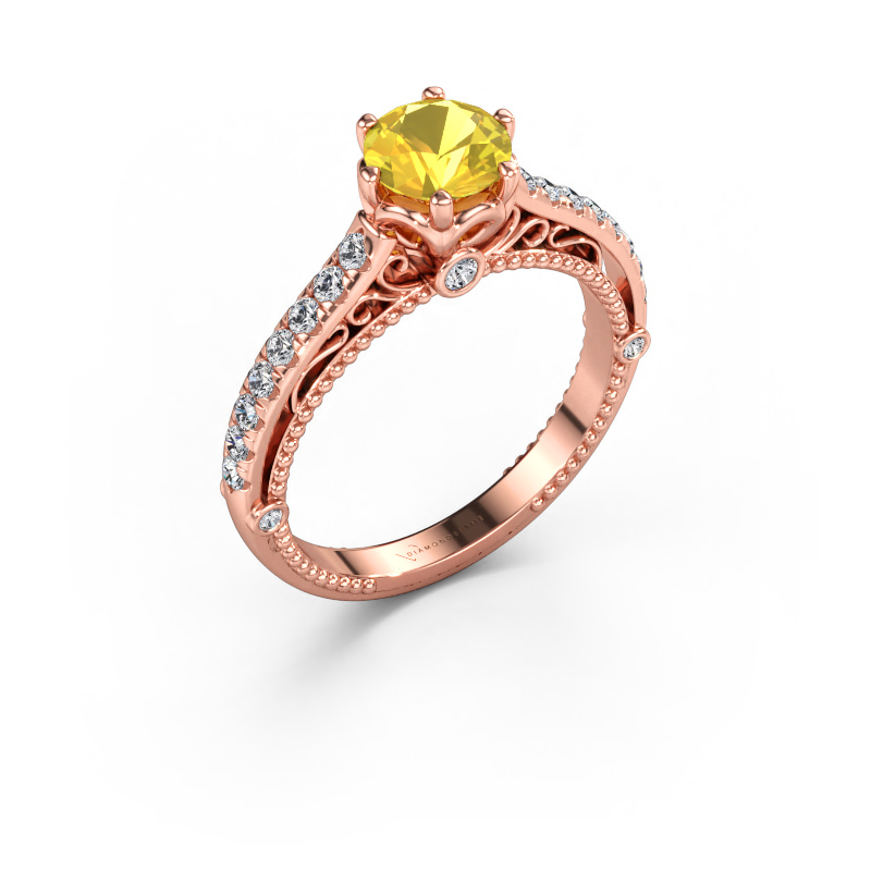 Bild av Förlovningsring Venita 585 roséguld Gul safir 6.5 mm