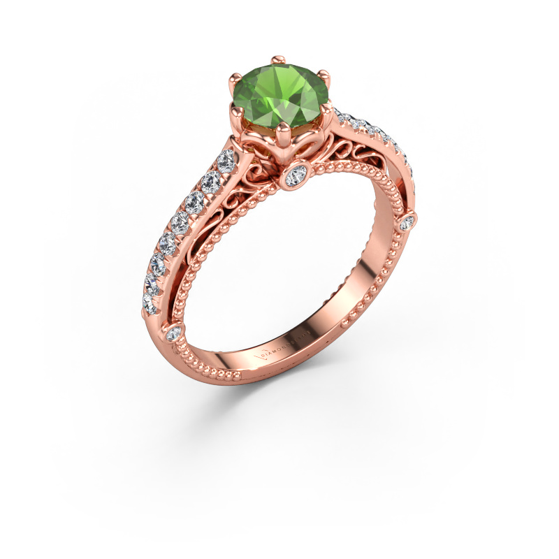 Bild av Förlovningsring Venita 585 roséguld Grön turmalin 6.5 mm