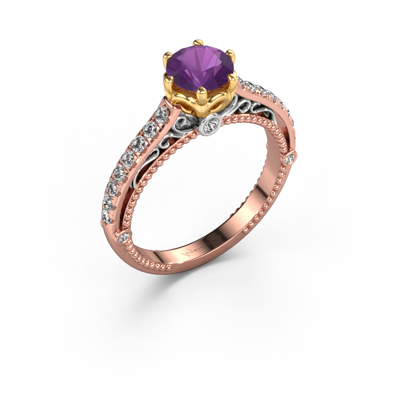 Image of Engagement ring Venita 585 rose gold Amethyst 6.5 mm