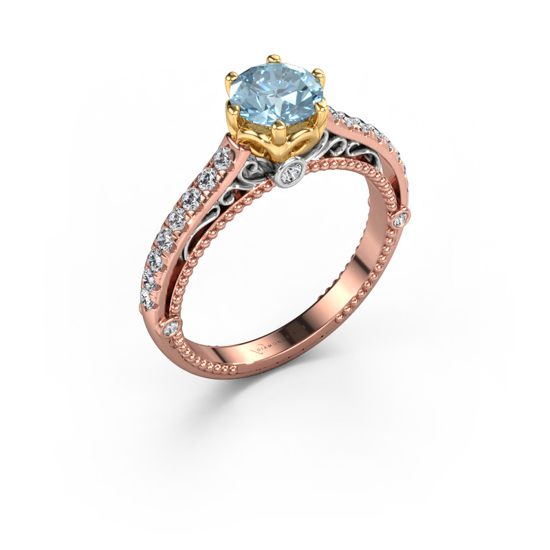 Bild von Verlobungsring Venita 585 Roségold Blauer Labordiamant 6.5 mm
