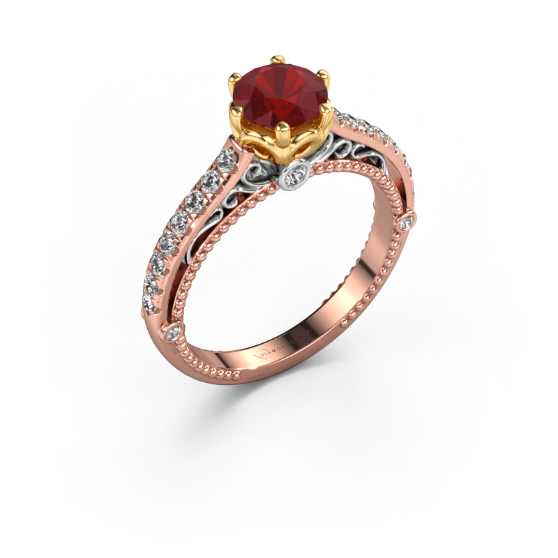 Image of Engagement ring Venita 585 rose gold Ruby 6.5 mm