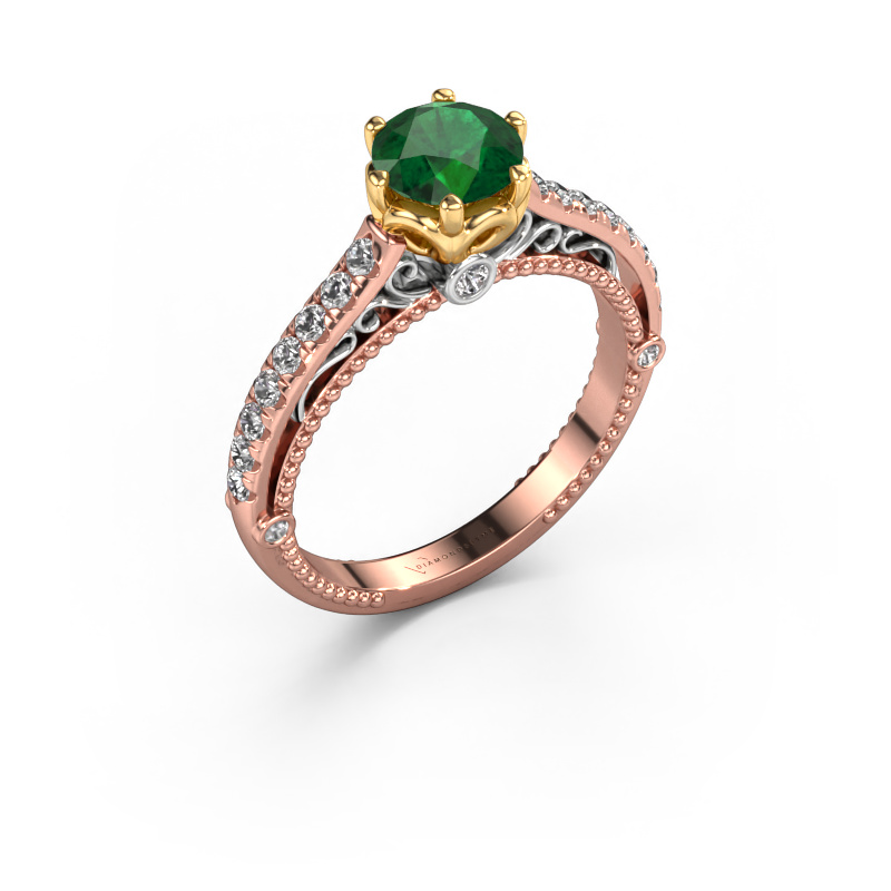 Image of Engagement ring Venita 585 rose gold Emerald 6.5 mm