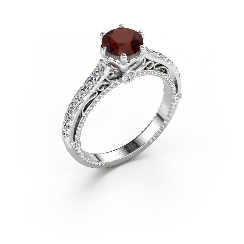 Image of Engagement ring Venita 585 white gold Garnet 6.5 mm