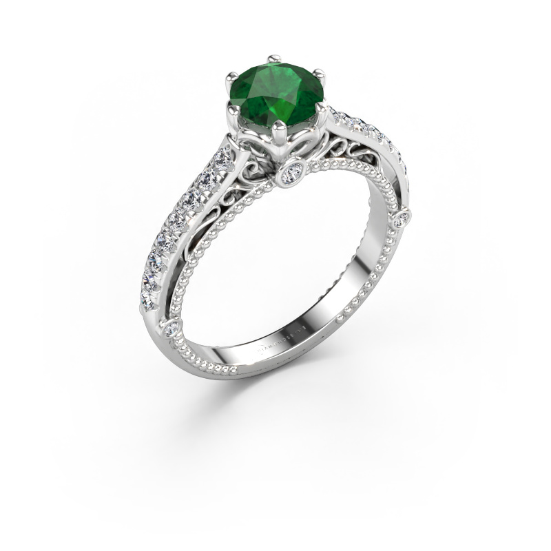 Immagine di Anello di fidanzamento Venita 585 oro bianco Smeraldo 6.5 mm