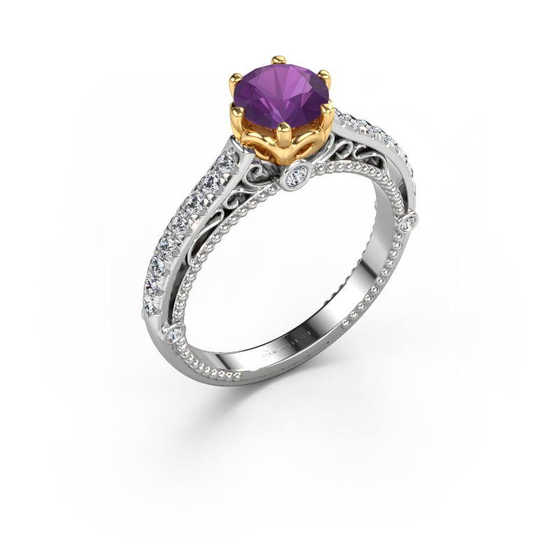 Image of Engagement ring Venita 585 white gold Amethyst 6.5 mm
