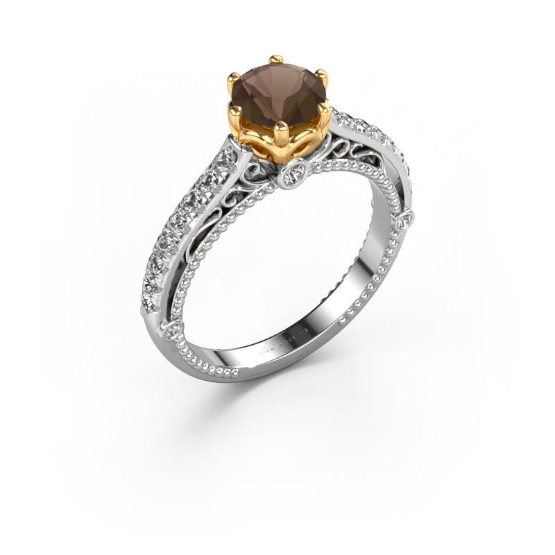 Bild von Verlobungsring Venita 585 Weißgold Rauchquarz 6.5 mm