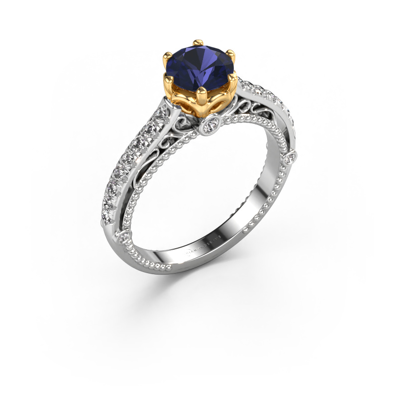 Bild von Verlobungsring Venita 585 Weißgold Saphir 6.5 mm