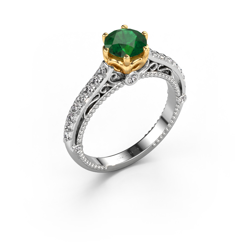 Bild von Verlobungsring Venita 585 Weißgold Smaragd 6.5 mm
