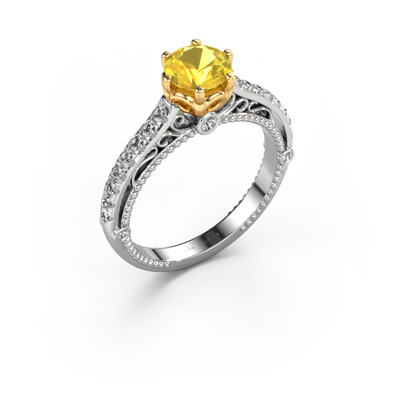Bild von Verlobungsring Venita 585 Weißgold Gelb Saphir 6.5 mm
