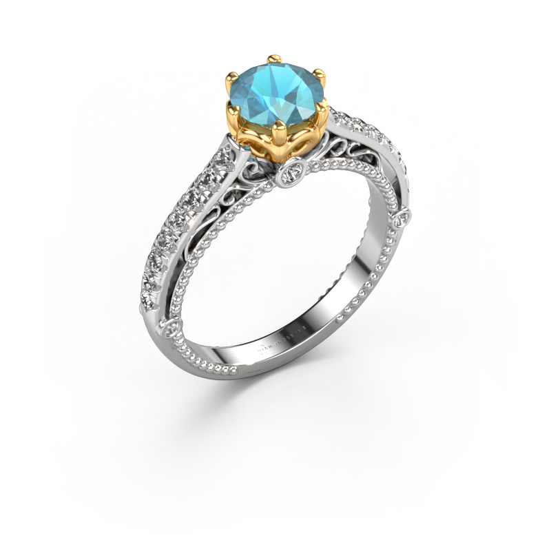 Image of Engagement ring Venita 585 white gold Blue topaz 6.5 mm