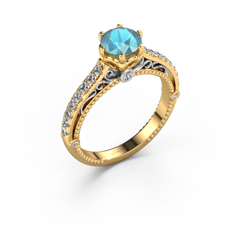 Bild von Verlobungsring Venita 585 Gold Blau Topas 6.5 mm