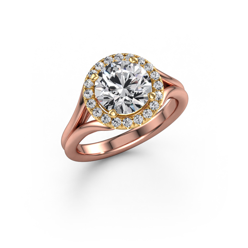 Image of Engagement ring Verla rnd 1 585 rose gold Lab grown diamond 2.24 crt