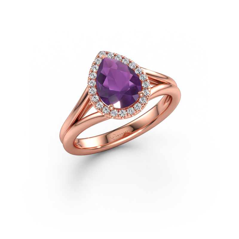 Immagine di Anello di fidanzamento Verla pear 1 585 oro rosa Ametista 8x6 mm