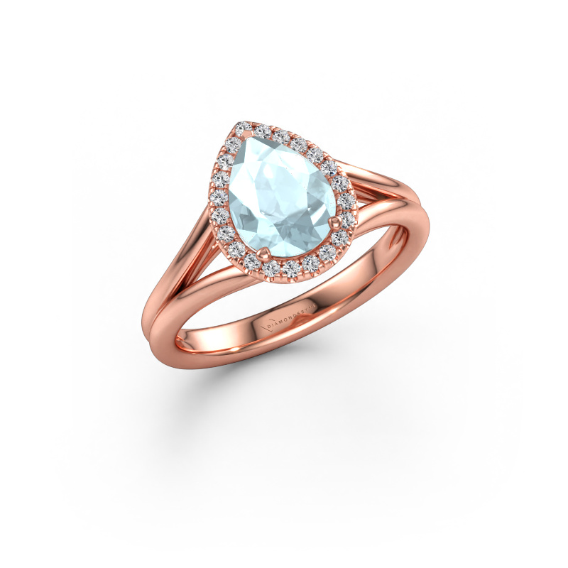Immagine di Anello di fidanzamento Verla pear 1 585 oro rosa Acquamarina 8x6 mm