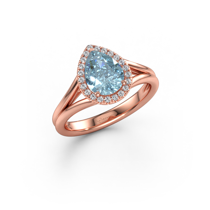Immagine di Anello di fidanzamento Verla pear 1 585 oro rosa Diamante lab grown blu 8x6 mm