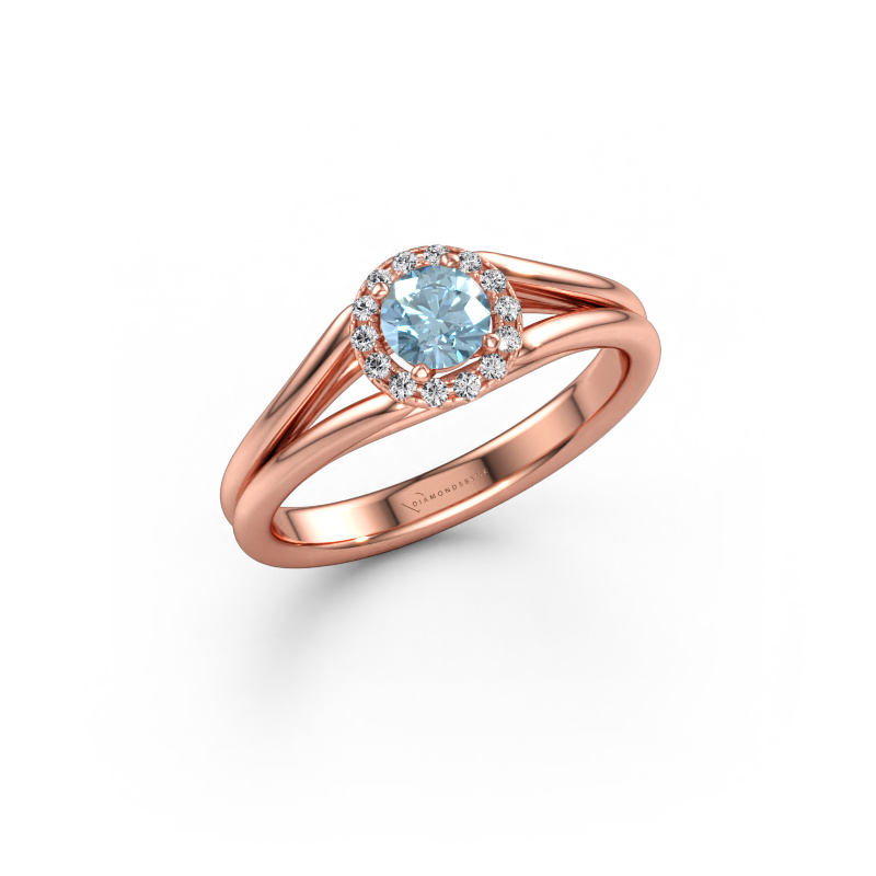 Immagine di Anello di fidanzamento Verla rnd 1 585 oro rosa Diamante lab grown blu 4.7 mm