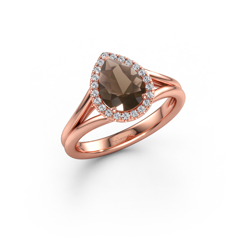 Bild av Förlovningsring Verla pear 1 585 roséguld Rökkvarts 8x6 mm