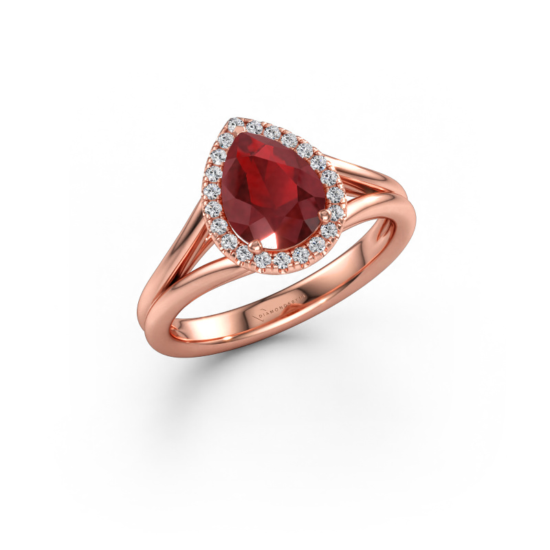 Immagine di Anello di fidanzamento Verla pear 1 585 oro rosa Rubino 8x6 mm