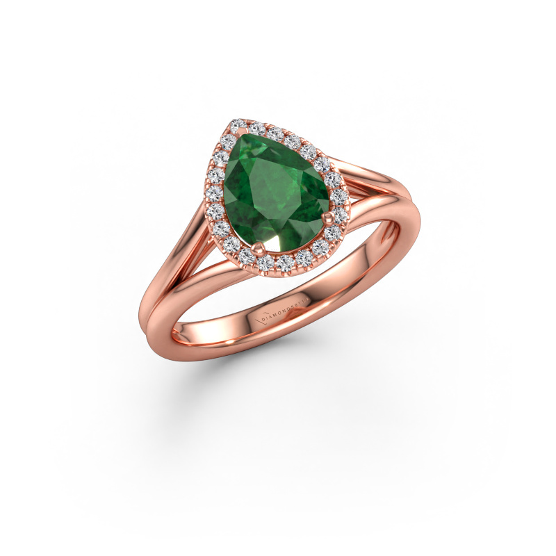 Bild av Förlovningsring Verla pear 1 585 roséguld Smaragd 8x6 mm