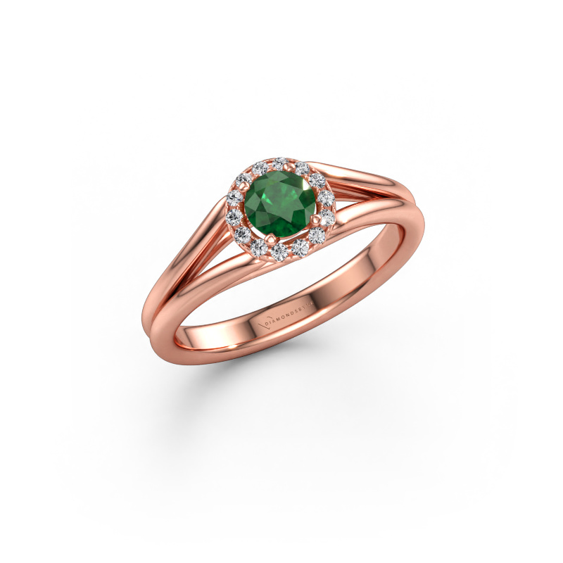Immagine di Anello di fidanzamento Verla rnd 1 585 oro rosa Smeraldo 4.7 mm