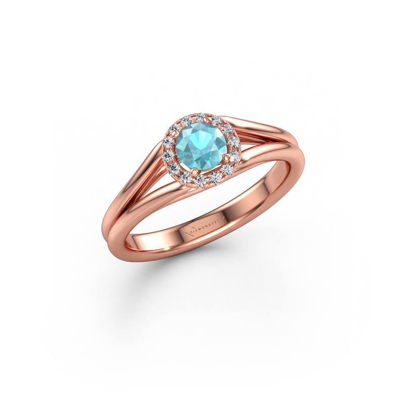 Immagine di Anello di fidanzamento Verla rnd 1 585 oro rosa Topazio blu 4.7 mm
