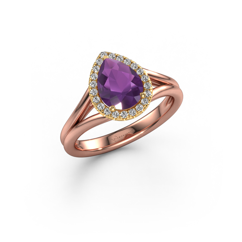 Image of Engagement ring Verla pear 1 585 rose gold Amethyst 8x6 mm