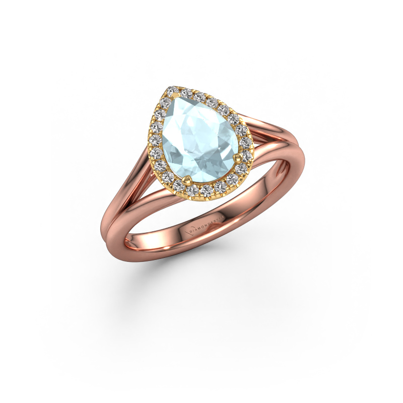 Image of Engagement ring Verla pear 1 585 rose gold Aquamarine 8x6 mm